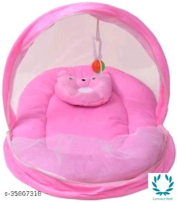 Classic Bassinet & Cradle Mattress Protection - Standard, Baby Pink, Velvet ,Filling Mtarial: Polyster, Mosquito Net, Pack Of:1